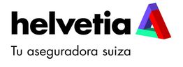 Logo de Helvetia con eslogan "Tu aseguradora suiza" y un diseño triangular colorido.