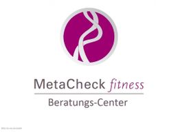 Logo des MetaCheck Fitness Beratungs-Centers mit lila Kreis und geschwungenen Linien.