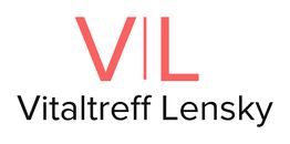 Logo mit den Buchstaben "VIL" in Rot und Text "Vitaltreff Lensky" in Schwarz.