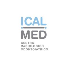 Logo di ICALMED, centro radiologico odontoiatrico, con testo in blu e grigio su sfondo bianco.