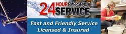 24/7 emergency plumbing service ad: Fast, friendly, licensed, and insured assistance.