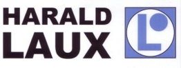 Logo mit Text "HARALD LAUX" und einem stilisierten blauen "L" in einem weißen Kreis.