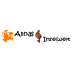 Logo mit orangefarbener Inselgrafik, Text "Annas Inselwelt" und einer Muschel in der Mitte.