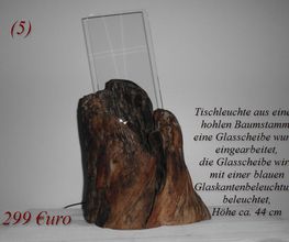 Einmalige Tischleuchte aus einem Baumstamm