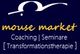 Logo von "mouse market": Coaching, Seminare, Transformationstherapie. Weißer geschwungener Strich.