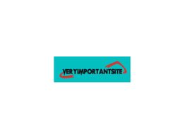 Text "VERYIMPORTANTSITE" on turquoise background with red check mark and swoosh.