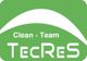 Grünes Firmenlogo mit weißem Bogen. Text: "Clean - Team TecReS".