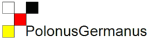Logo mit vier bunten Quadraten und dem Text "PolonusGermanus".