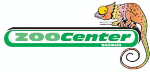 ZooCenter-Logo mit grünem Text und Chamäleon rechts auf weißem Hintergrund.