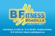 Logotipo "BFitness Boadilla" con datos de contacto en fondo azul.