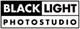 Schwarz-weißes Logo mit Text: "Black Light Photostudio" in zwei Zeilen.