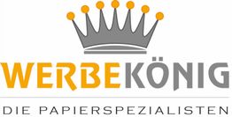 Logo mit Krone und Text: "WERBEKÖNIG - Die Papierspezialisten".