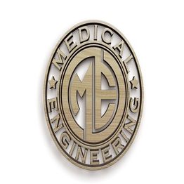 Oval emblem with "Medical Engineering" and stylized "ME" in the center, surrounded by stars.