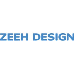 Text in blauer Schrift auf weißem Hintergrund: "ZEEH DESIGN".