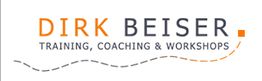 Logo mit Text: "DIRK BEISER. TRAINING, COACHING & WORKSHOPS" auf weißem Hintergrund.