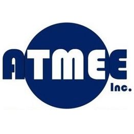 Logo azul de ATME Inc. con letras blancas dentro de un círculo.