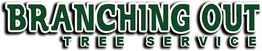 "Branching Out Tree Service" text in bold green with a shadow effect.