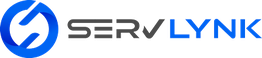 Logo with text "SERVLYNK" and a stylized blue and black design element.