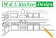 Strichzeichnung einer Küche mit "M & L Küchen-Design", Bleistift rechts.