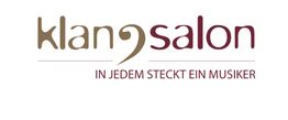 Logo mit Text: "klangsalon" und Slogan: "In jedem steckt ein Musiker".