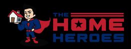Cartoon superhero holds house next to "The Home Heroes" text in red and blue.