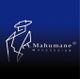 Logo A. Mahumane Modedesign, stilisierte Figur auf blauem Hintergrund.