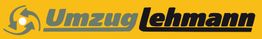 "Umzug Lehmann Logo mit Pfeilkreis auf gelbem Hintergrund."