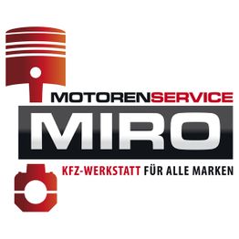 Logo von Motorenservice Miro, KFZ-Werkstatt für alle Marken mit Kolben-Icon.