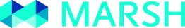 Logo mit geometrischen Formen und dem Text "MARSH" in türkiser Farbe.