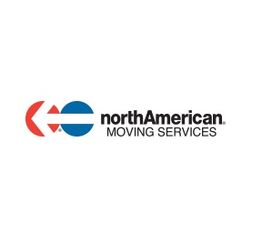 Logo of North American Moving Services with blue and red arrows.