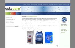 Website für Waschmittel mit Bildern von drei verschiedenen Waschpulver-Verpackungen.