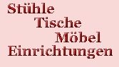 Textbild mit den Wörtern: Stühle, Tische, Möbel, Einrichtungen.