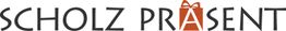 Logo mit Text "SCHOLZ PRÄSENT" und Geschenk-Icon im roten Buchstaben "A".
