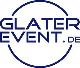 Text-Logo "GLATEREVENT.DE" in Blau mit Kreisumrandung.