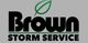 Logo with "Brown Storm Service" text and a green leaf design.