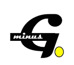 Schwarzes "g" mit gelbem Punkt und dem Wort "minus" diagonal darüber.