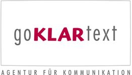 Logo mit Text "goKLARtext" und "AGENTUR FÜR KOMMUNIKATION" darunter.