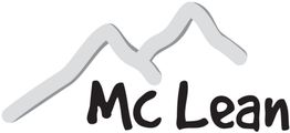 Schwarzer Text "Mc Lean" unter grauem stilisierten Bergmotiv auf weißem Hintergrund.