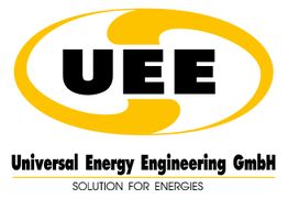 Logo der Universal Energy Engineering GmbH mit Slogan "Solution for Energies".