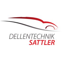 Logo mit stilisiertem Auto in Rot und Grau, Text: "Dellentechnik Sattler".