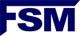 Logo mit blauen Buchstaben "FSM" auf weißem Hintergrund.