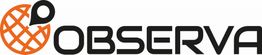 Logo mit schwarzem Text "OBSERVA" und einem orangen Erdball mit schwarzer Positionsmarke.