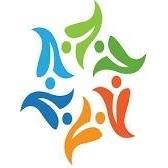 Cinco figuras coloridas formando una estrella con formas humanas en azul, verde, naranja y rojo.