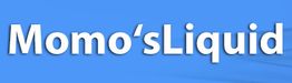 Text "Momo’sLiquid" auf blauem Hintergrund.