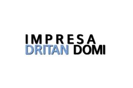 Scritta "IMPRESA DRITAN DOMI" con "DRITAN" in azzurro, sfondo bianco.