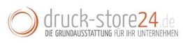 Logo von Druck-Store24.de, mit dem Slogan "Die Grundausstattung für Ihr Unternehmen".