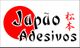 Logo com texto "Japão Adesivos" e círculo vermelho, simbolizando o sol, com caracteres japoneses.