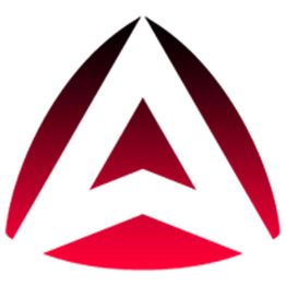 Red and black gradient abstract triangle design on a white background.