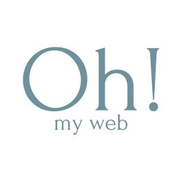 Texto en azul: "Oh! my web" sobre fondo blanco.