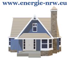 Blaues Haus mit Schornstein, Webseite: energie-nrw.eu.